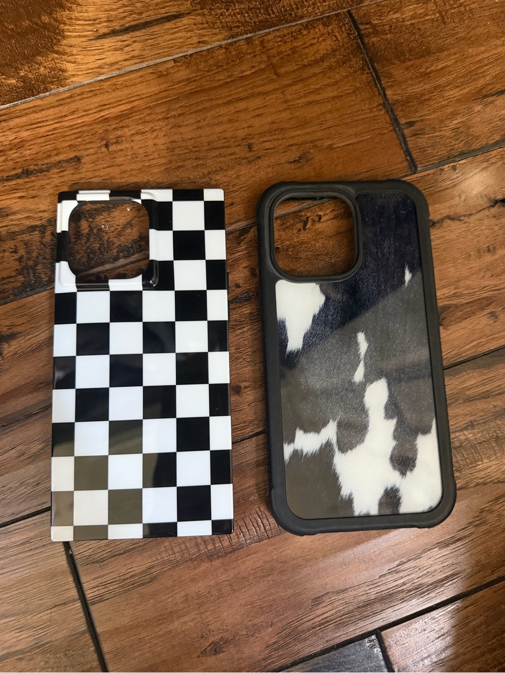 Black & White Checkered and Cowhide Pattern I Phone 15 pro max cases